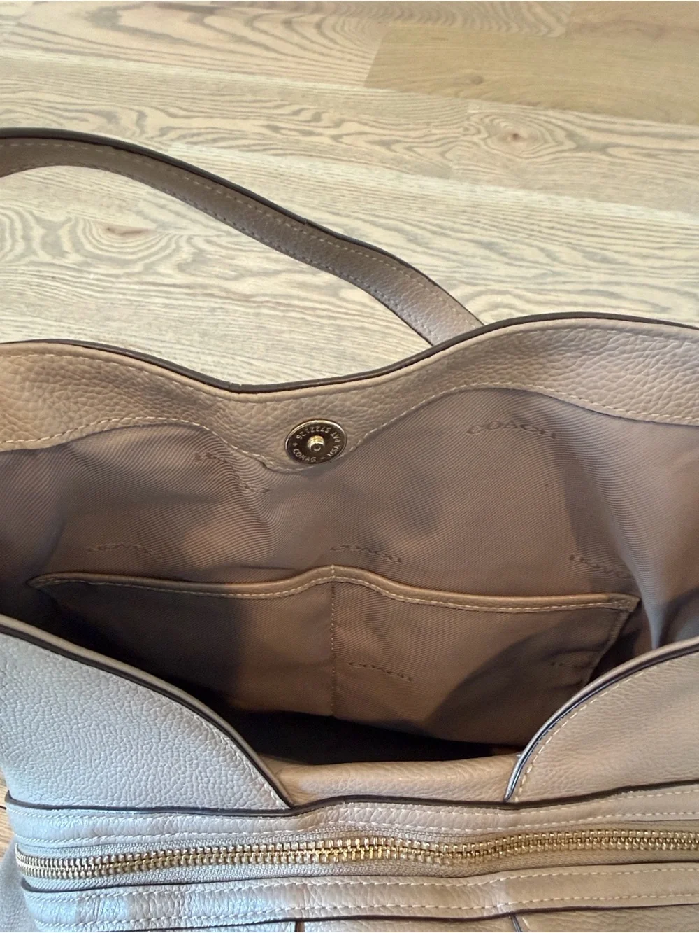 Coach Pebbled Leather Edie 31 Shoulder Tote in Taupe - Picture 6 of 7